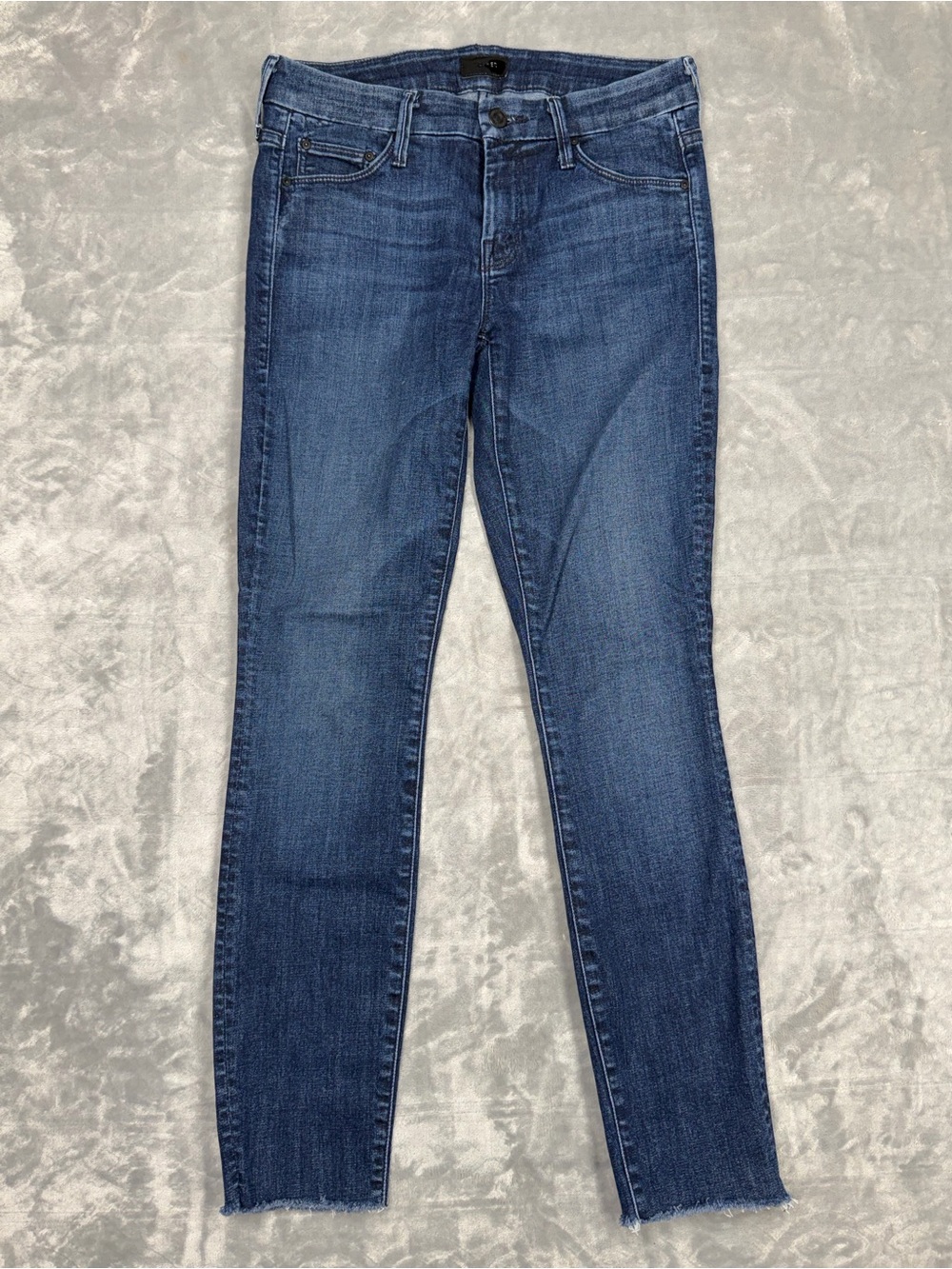 MOTHER The Looker Ankle Fray Jeans in Dark Wash - Picture 2 of 13